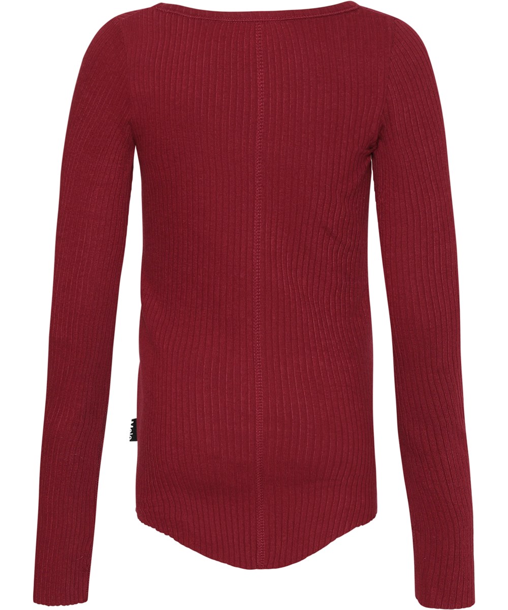 Rochelle - Velvety - Donkerrode biologische rib top