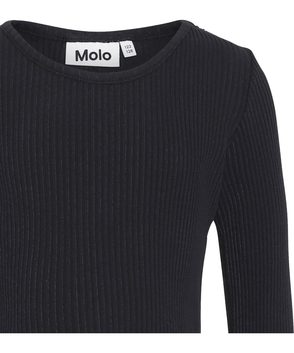 Rochelle - Black - Zwarte biologische ribshirt