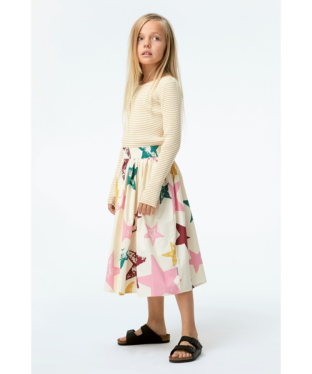 Rochelle - White Yellow Stripe - Gele gestreepte biologische ribshirt