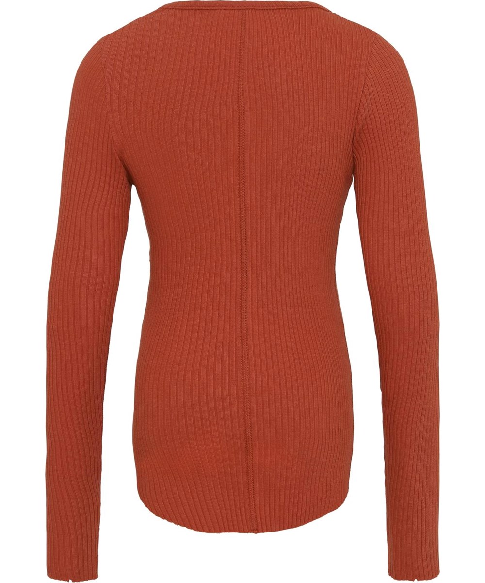 Rochelle - Burnt Brick - Bruine biologische rib shirt