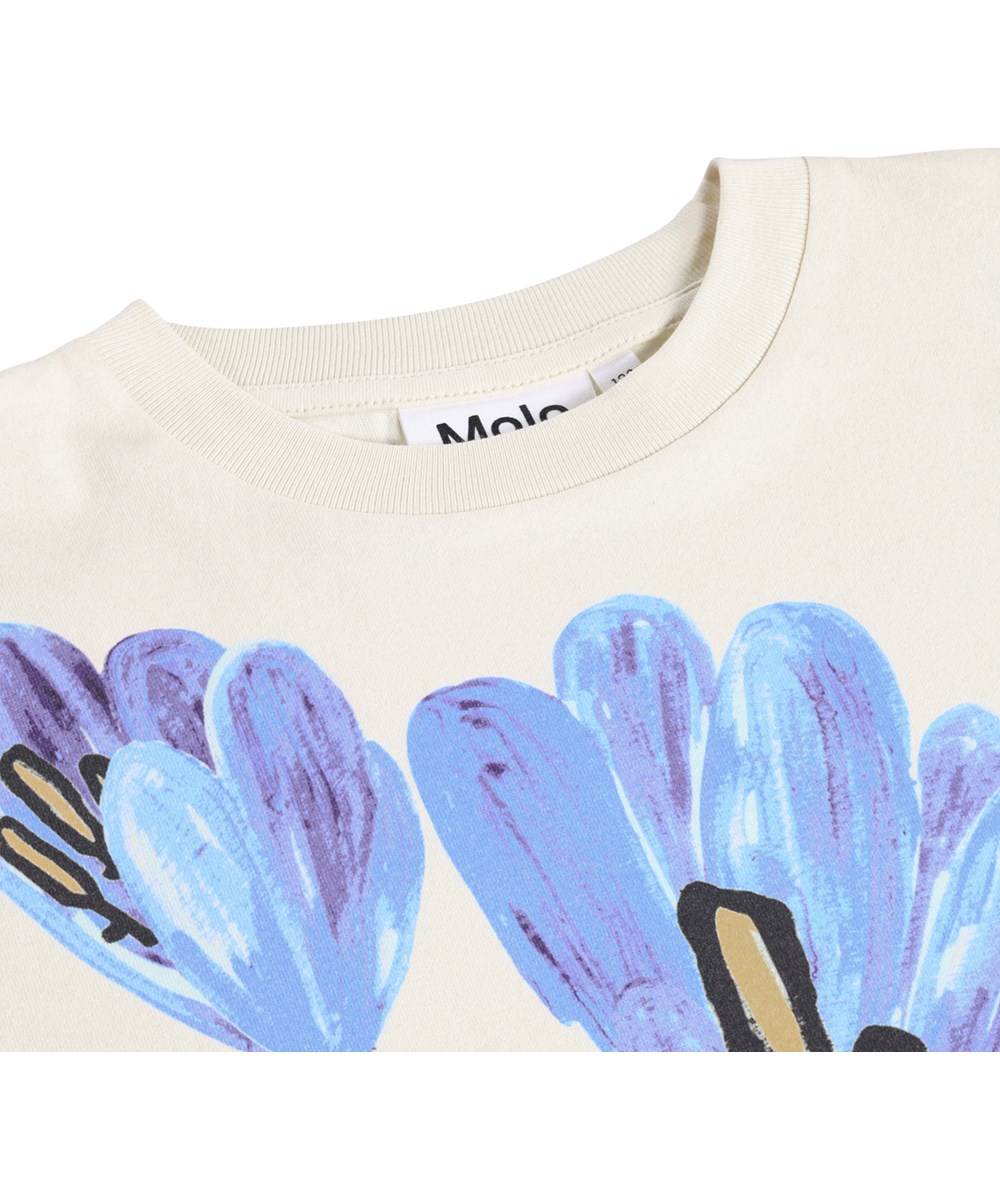 Rodney - Blue Flora - Wit kinder T-shirt gemaakt van biologisch katoen