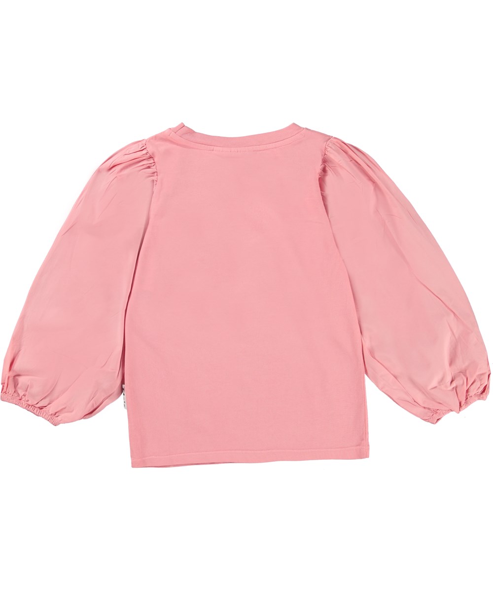 Rominda - Petals - Roze biologische top met pofmouwen