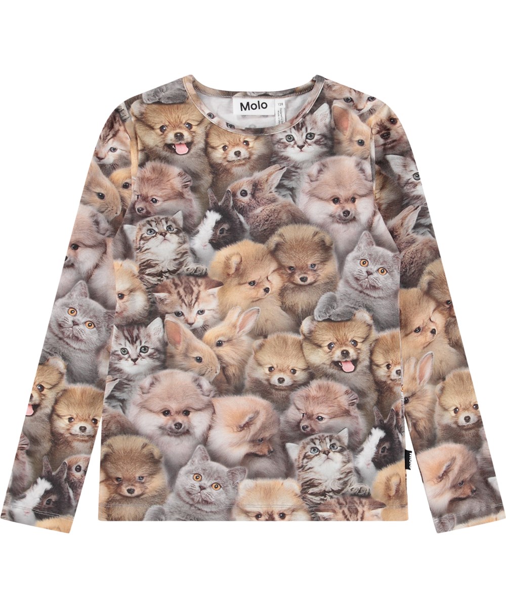 Rose - Fuzzy Fluffy - Bruine longsleeve voor kinderen gemaakt van biologisch katoen met een ronde hals en een mooie afgewerkte boord.