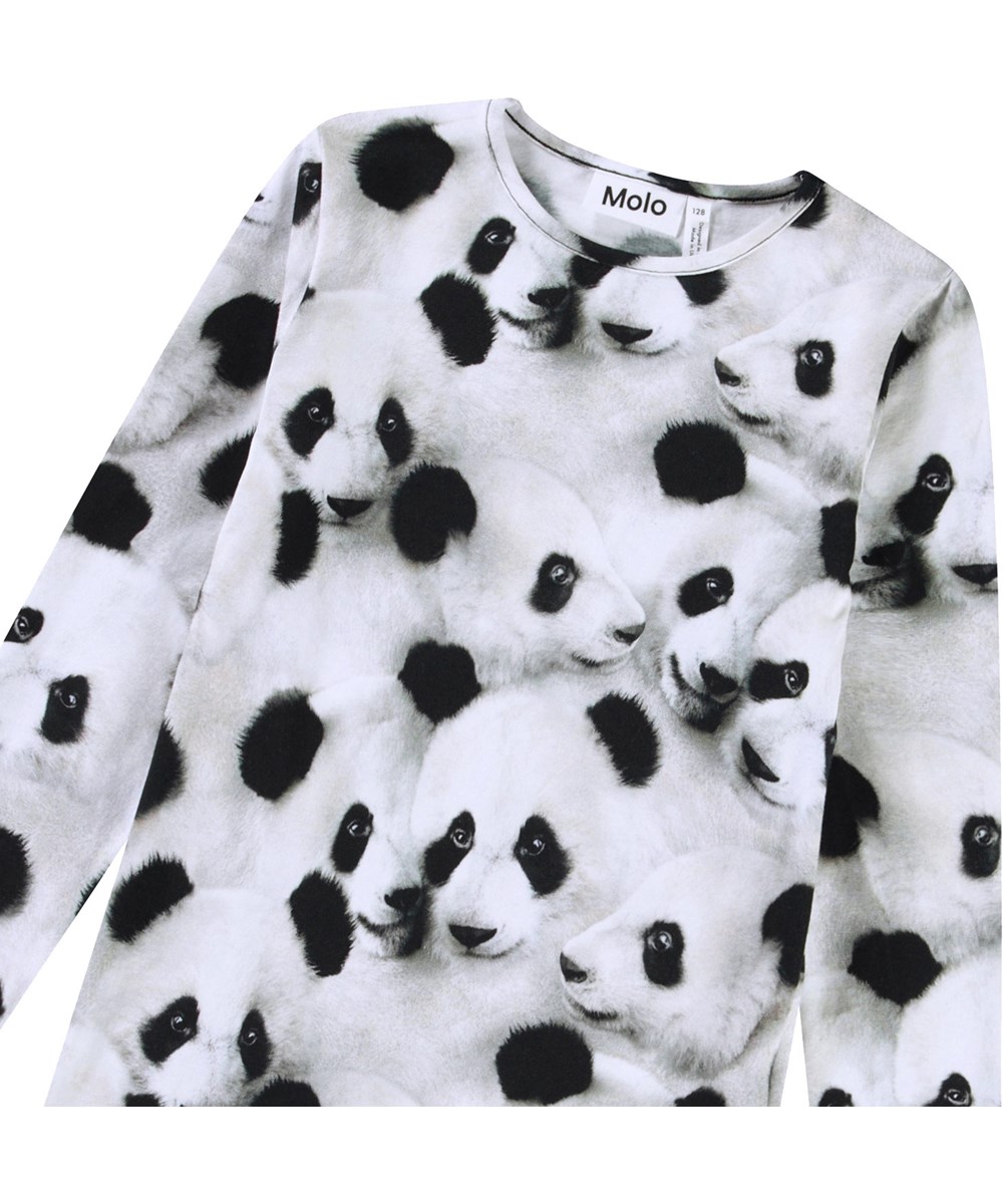Rose - Giant Panda - Kinder longsleeve van biologisch katoen met een ronde hals en een pandaprint.