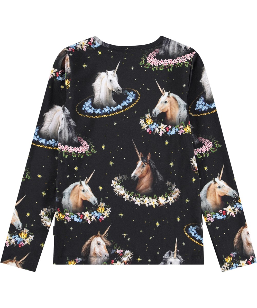 Rose - Magical Galaxies - Zwarte longsleeve voor kinderen gemaakt van biologisch katoen met een ronde hals en een mooi afgewerkte boord.