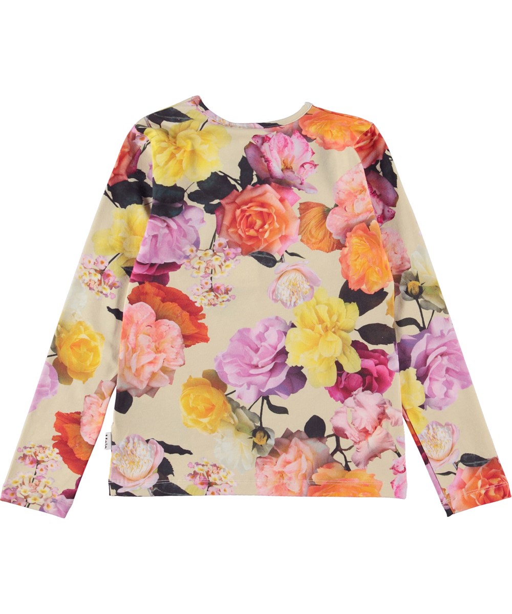 Rose - Rose Garden - Biologische top met lange mouwen en lichtroze print