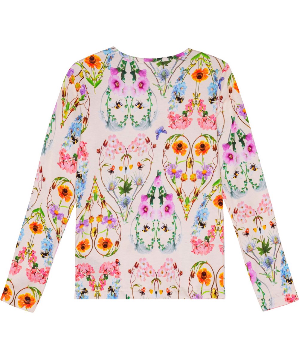 Rose - Seashell Love - Lichtgekleurde shirt van biologische katoen met een kleurrijke bloemenprint