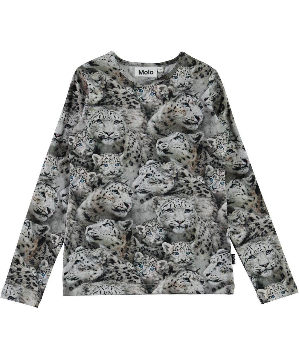 Rose - Winter Leopards - Biologische shirt met sneeuwluipaarden print