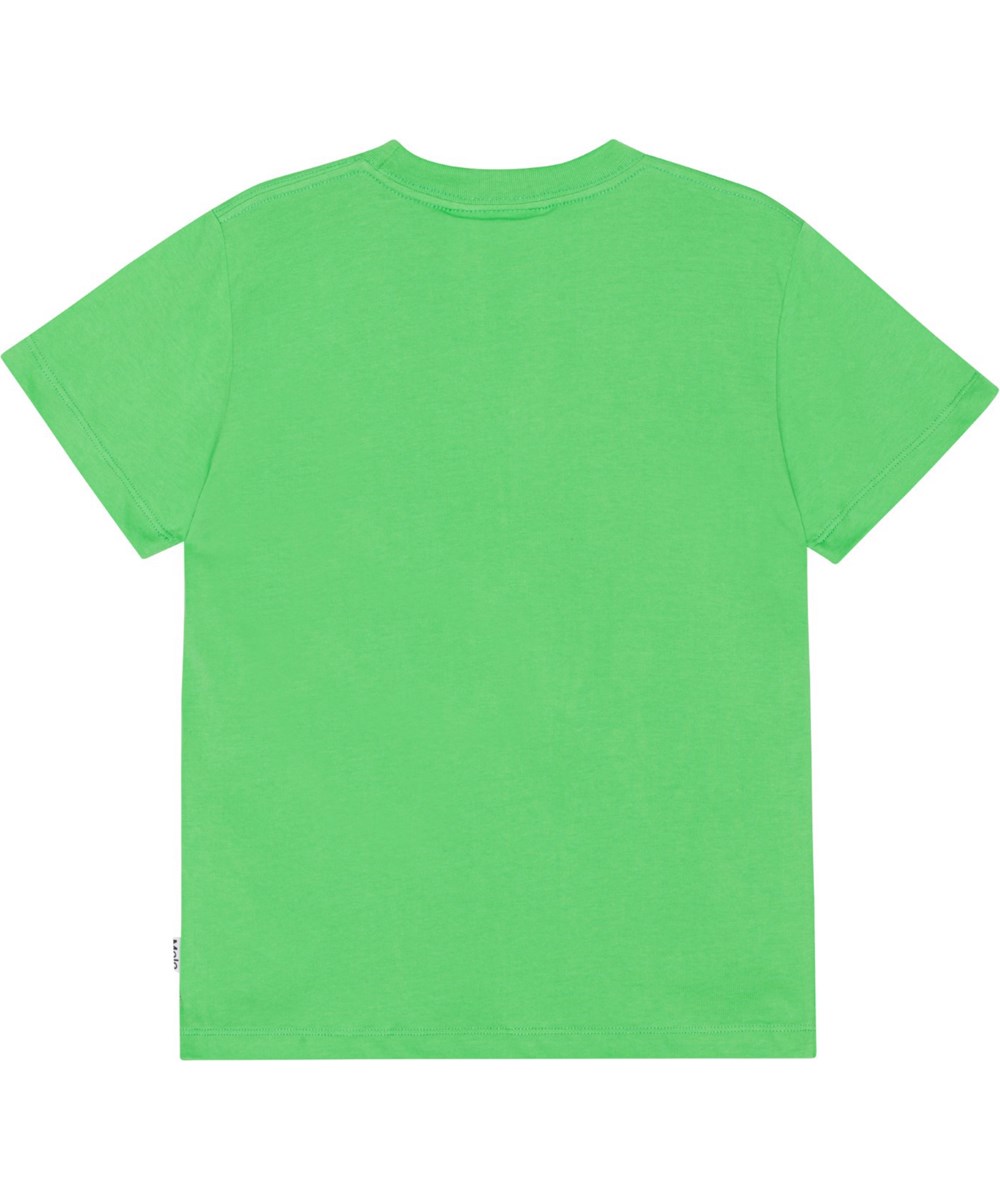 Roxo - Love Is Love - Groene t-shirt van biologisch katoen met een witte print van de zon en de tekst 'More Love'