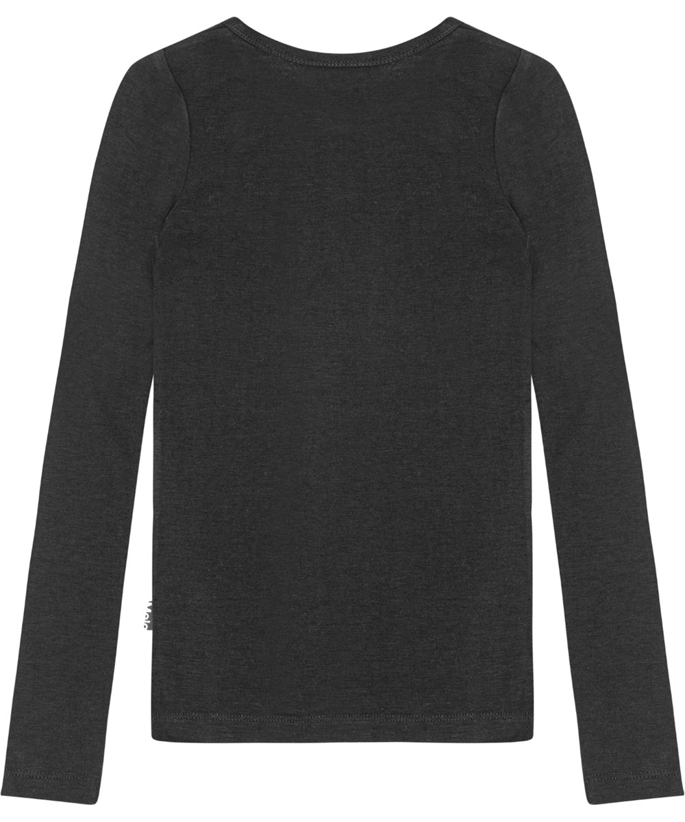 Ruana - Black - Zwarte longsleeve met stretchy viscose stof in een aansluitende pasvorm.