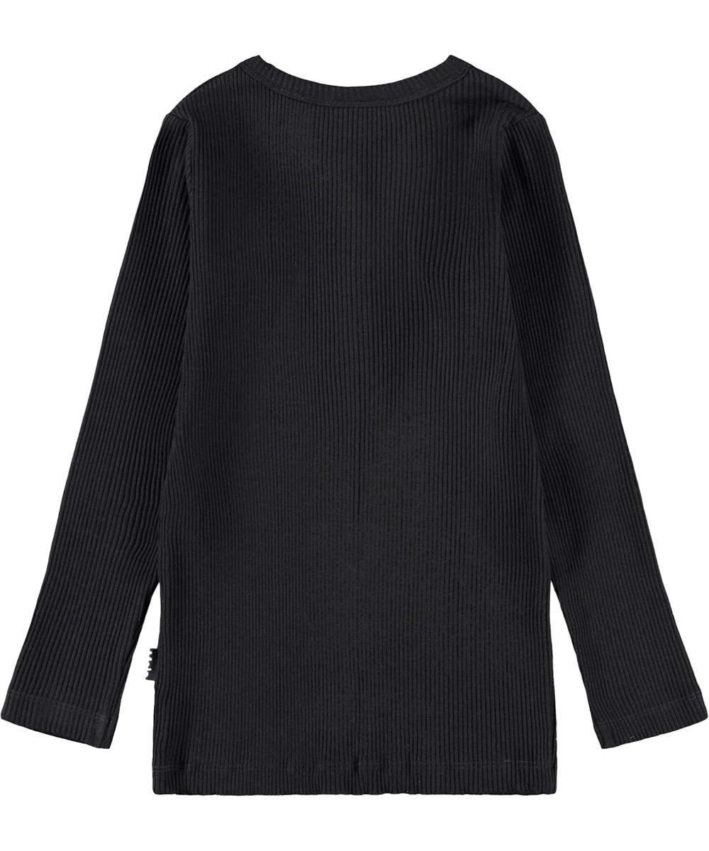 Rubertha - Black - Zwarte kinder longsleeve gemaakt van zachte viscose rib.