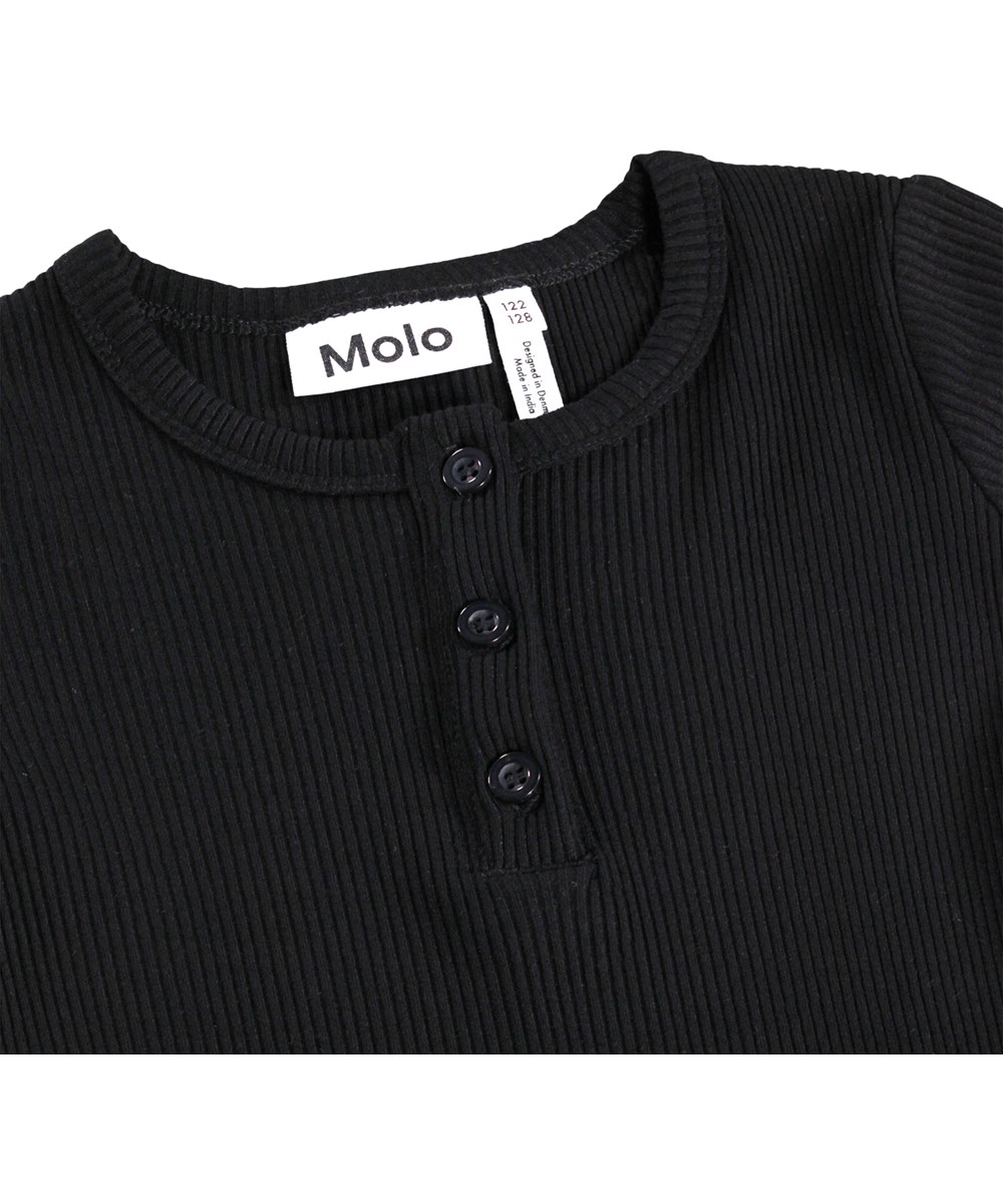 Rubertha - Black - Zwarte kinder longsleeve gemaakt van zachte viscose rib.