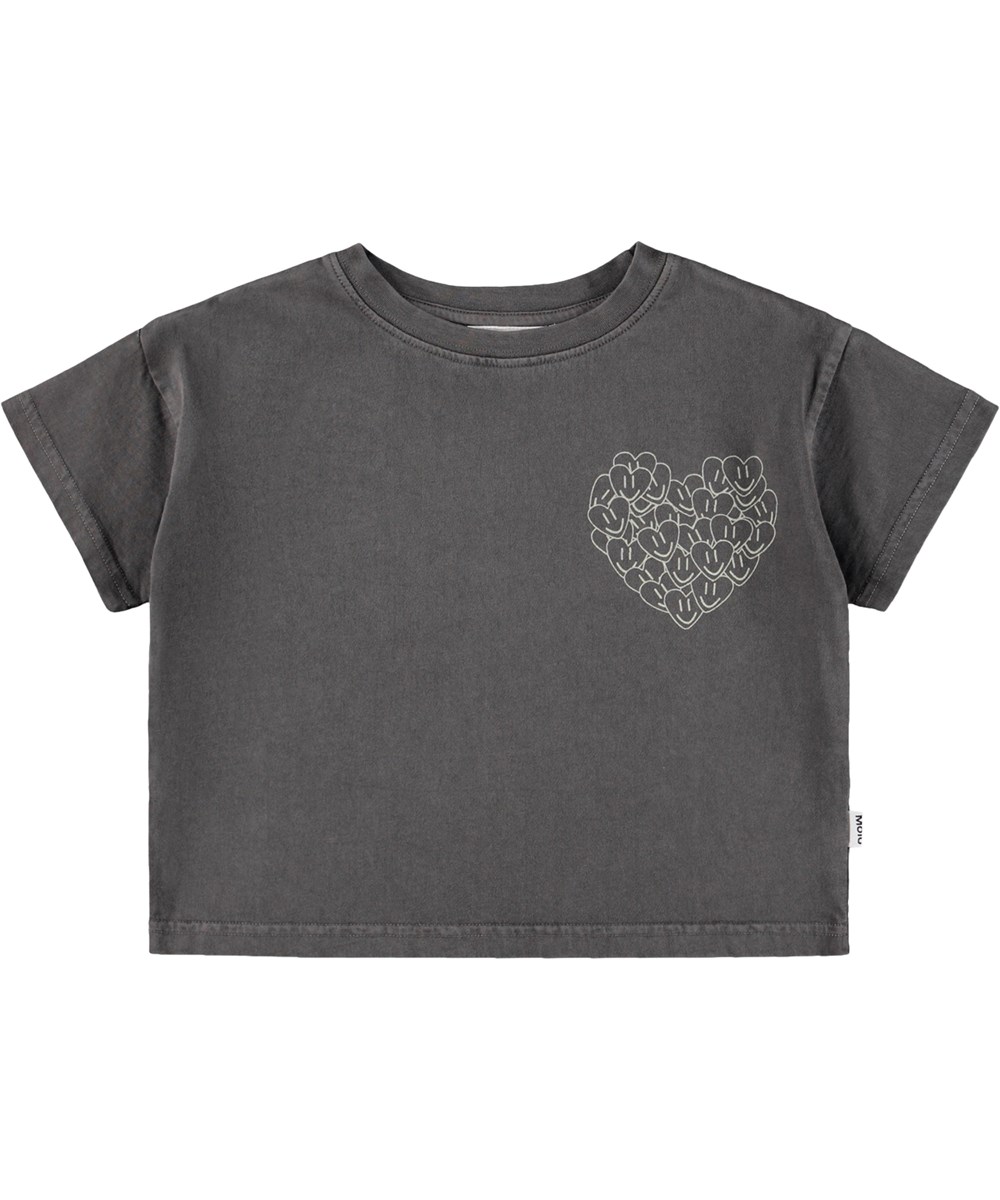 Runi - Raven - Grijs kort kinder T-shirt gemaakt van biologisch katoen