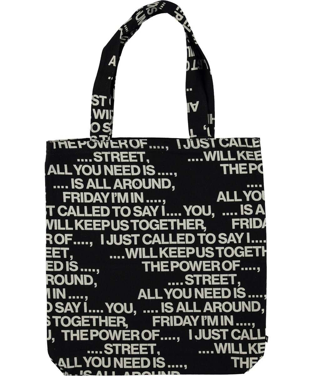 Tote Bag - Love Songs Black - Totebag with text.