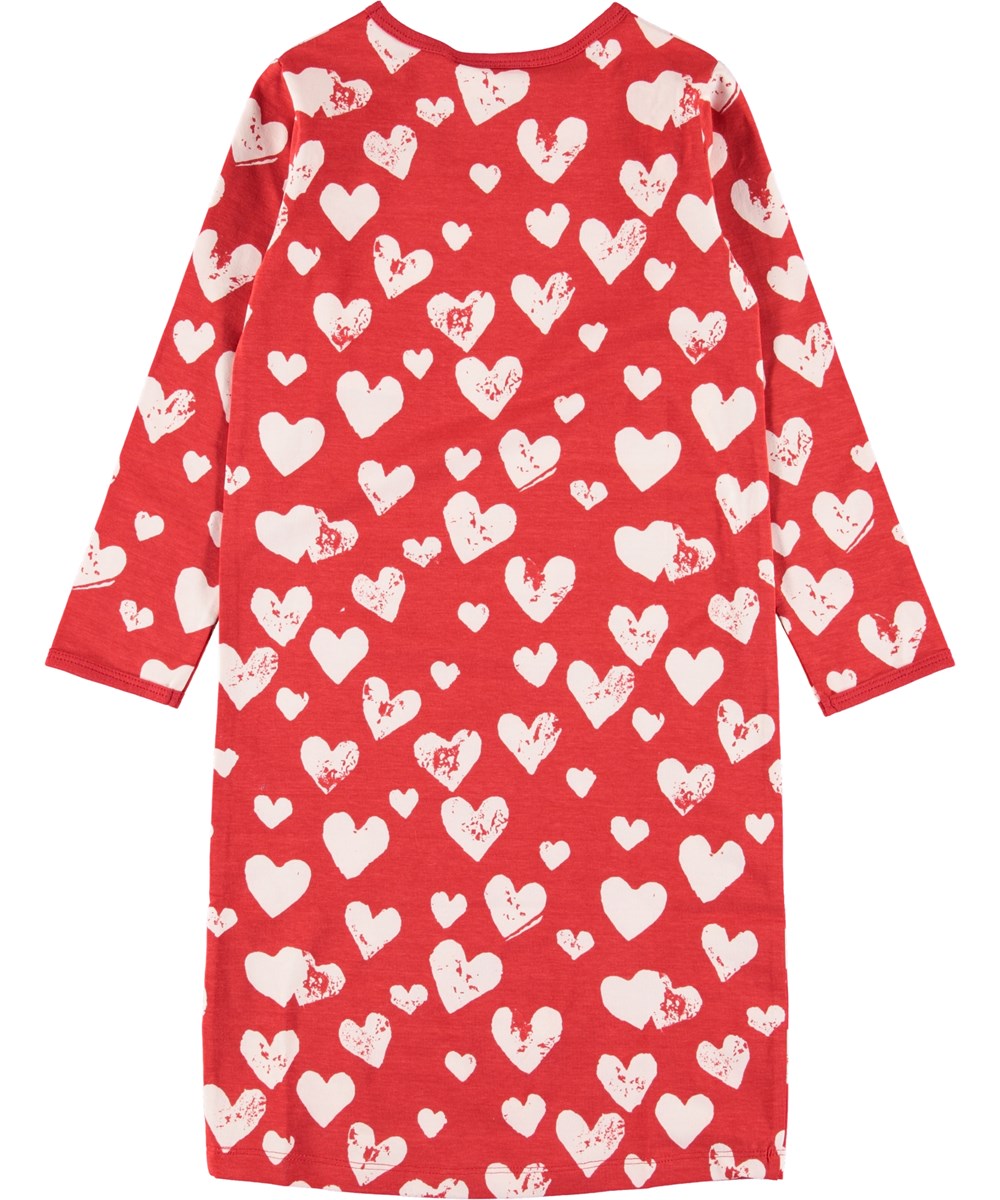 Lovely - Red Love - Rød natkjole med hjerter.