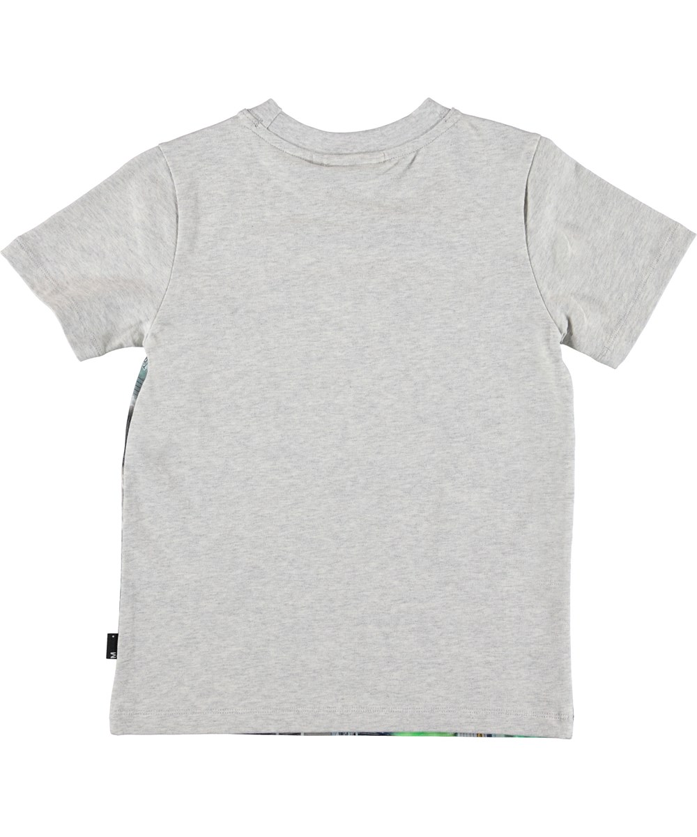 Rishi - Ghost City - Grey t-shirt with green ghosts.