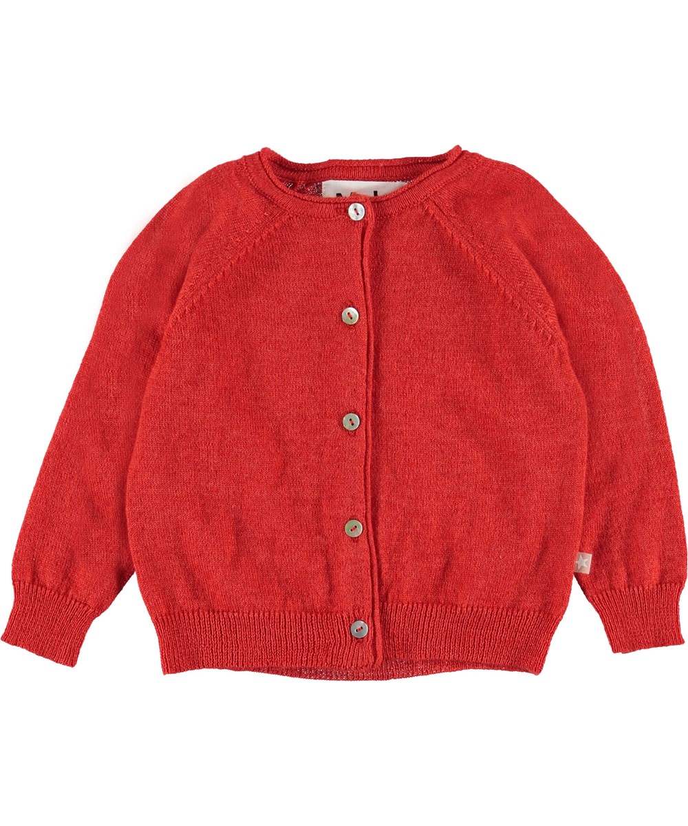 Gladys - Vermilion Red - Baby cardigan i rød.