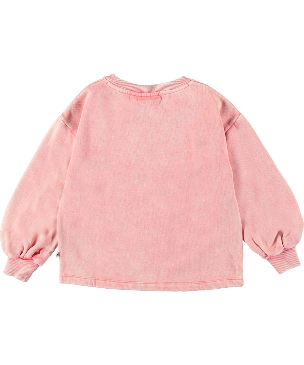 Martina - Sporty Coral - Lyserød sweatshirt med pufærmer.