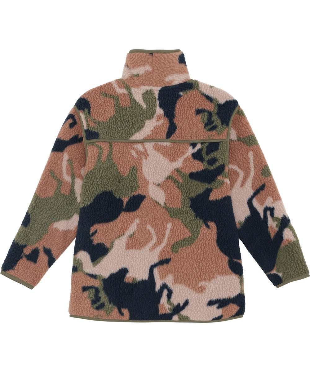 Halina - Big Camo Horse - Recycelte Fleecejacke in Rosa mit Camouflage-Print