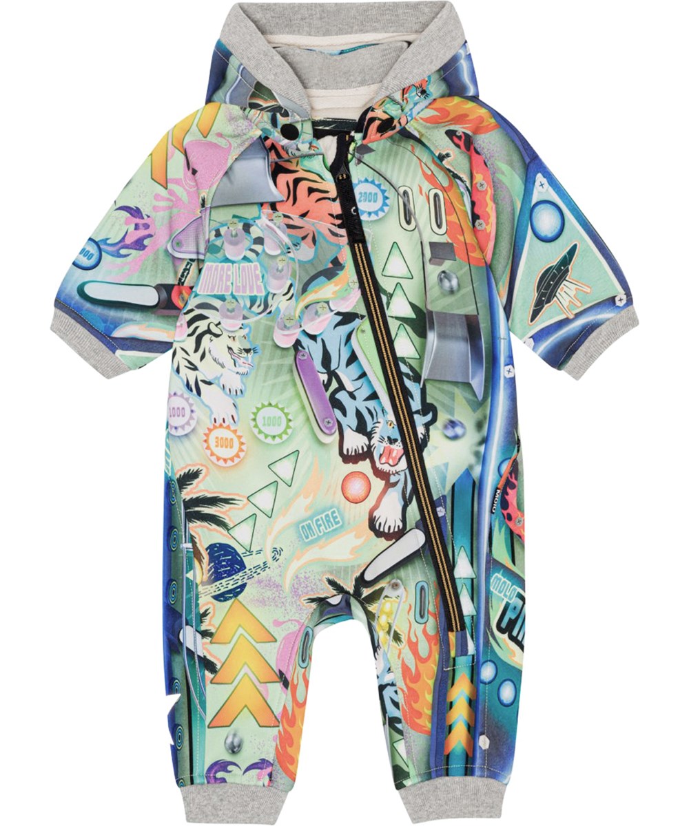 Hill - Pinball - Farbenfroher Softshell-Anzug für Babys und Kleinkinder mit Aufdruck eines alten Flipperautomaten.
