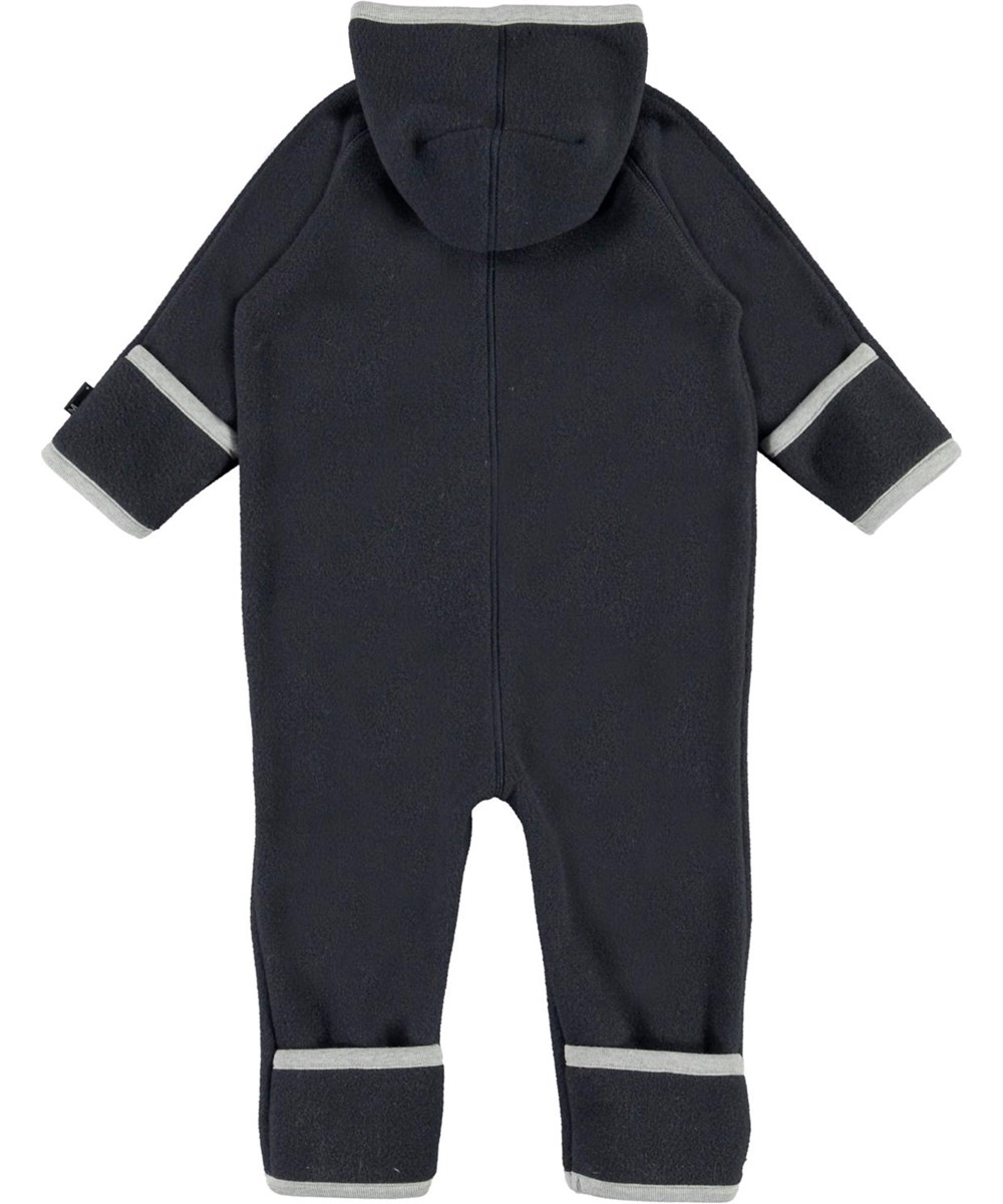 Udo - Carbon - Blauer Baby-Fleece-Anzug mit Handschuhtaschen