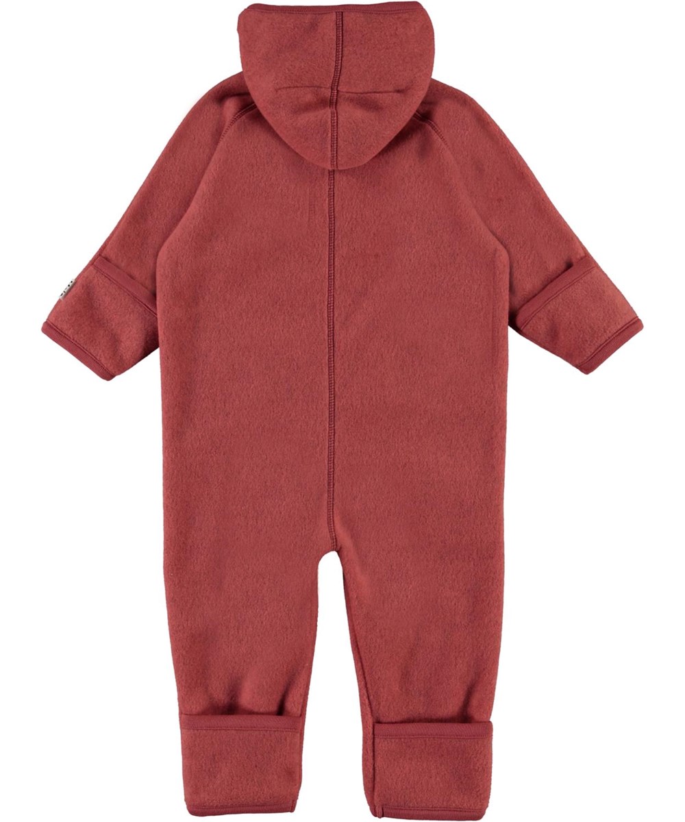 Udo - Maple - Roter Baby-Fleece-Anzug mit Handschuhtaschen