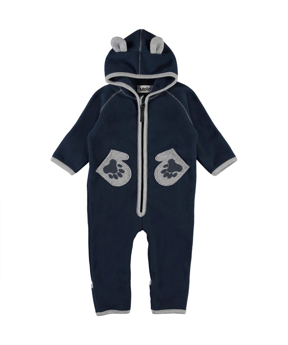 Udo - Summer Night - Dunkelblauer Fleeceanzug mit Ohren