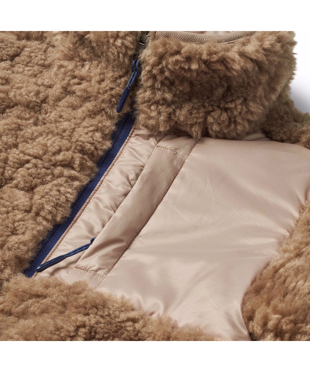 Ugo - Mocha - Wendbare Fleecejacke für Kinder in Brauntönen