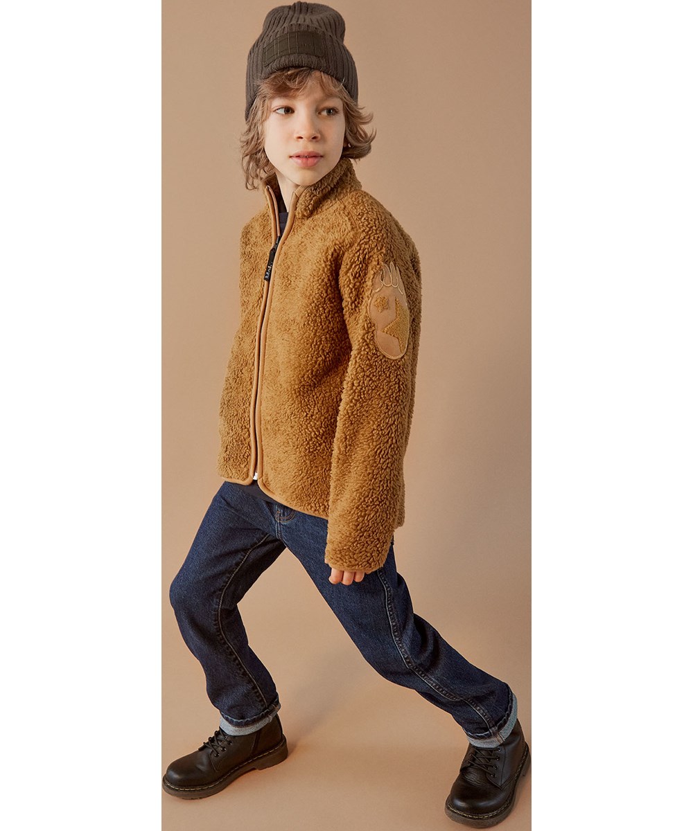 Ulan - Sandstone - Braune Teddyfleecejacke mit Pfoten