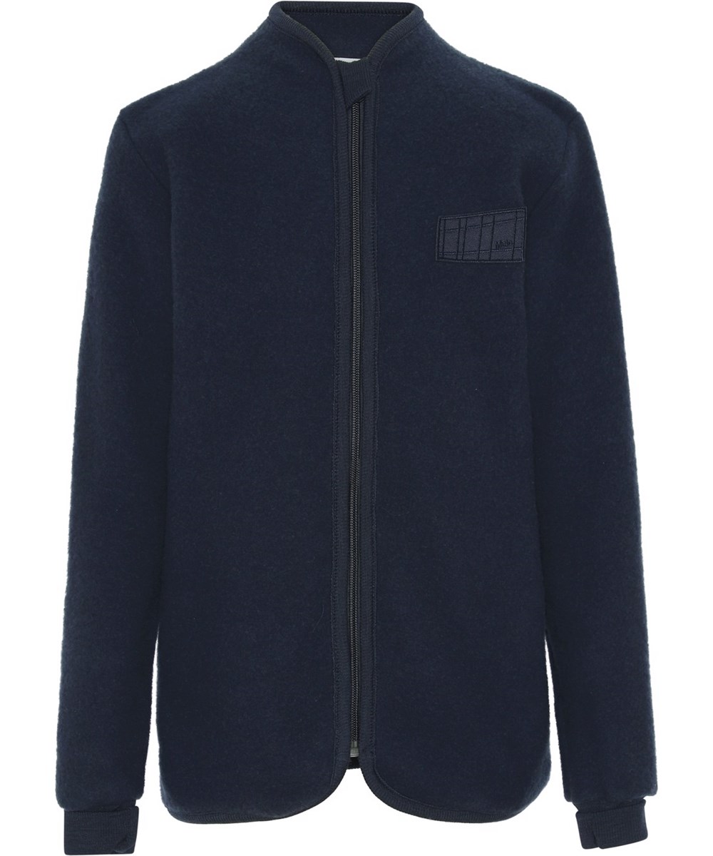 Umbat - Dark Navy - Dunkelblaue Wolljacke mit Reißverschluss
