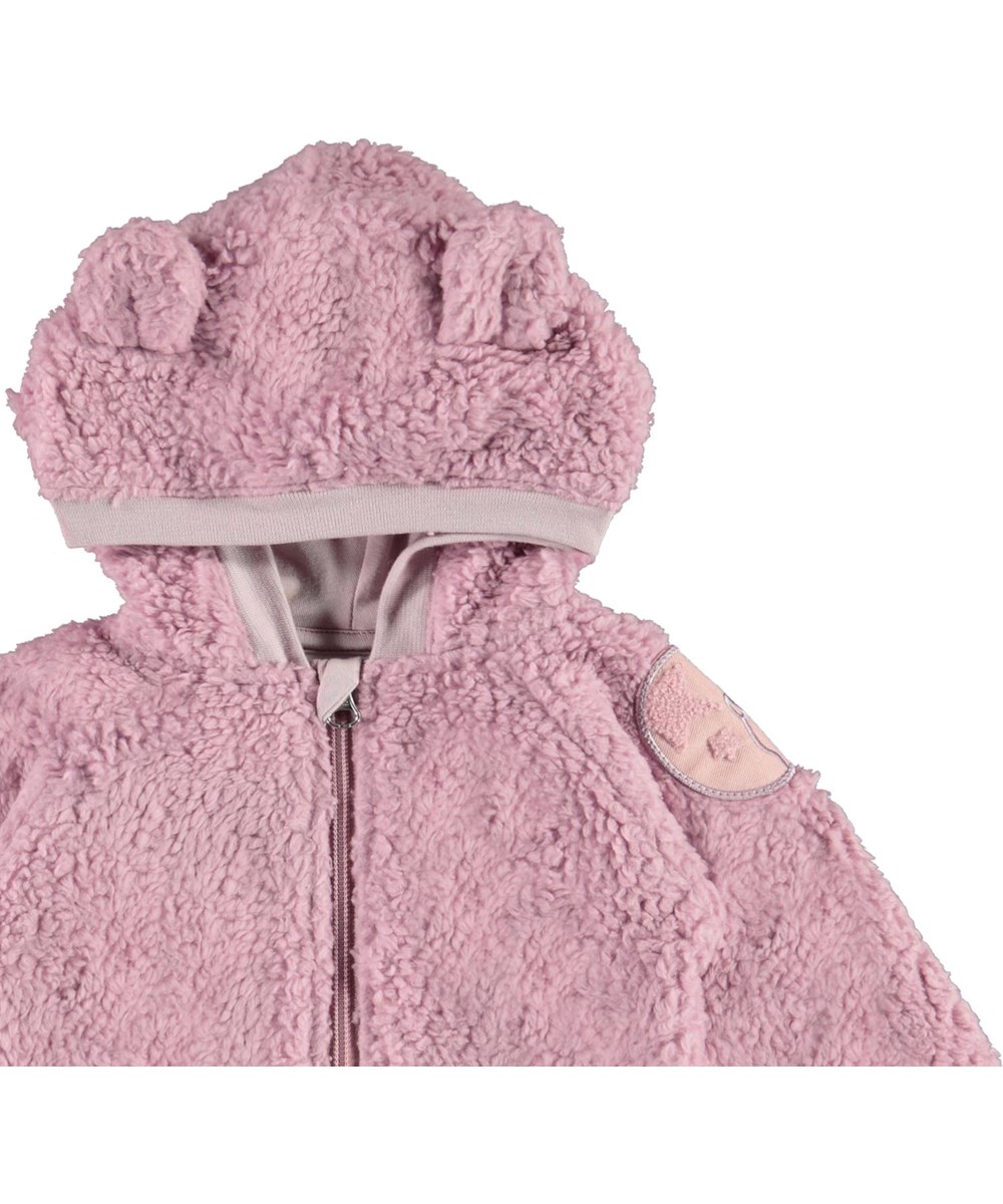 Ummi - Blue Pink - Baby Fleecejacke in Pink mit Ohren