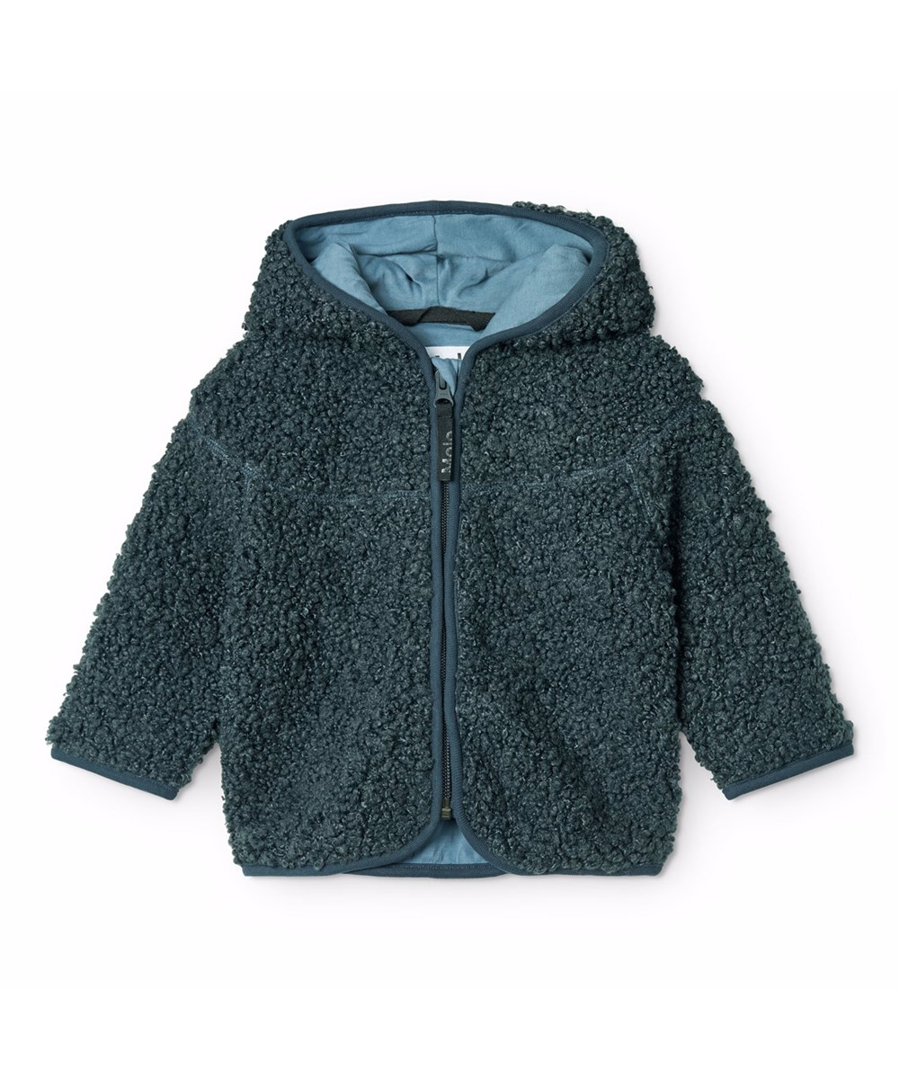 Ummi - Night Navy - Dunkelblaue Fleecejacke für die Kleinen aus recyceltem Polyester mit weichem Baumwollfutter.