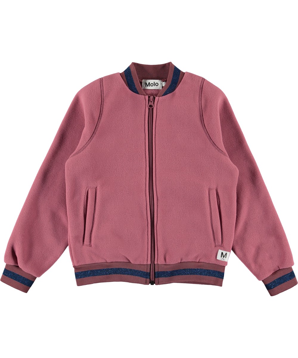 Unique - Withered Rose - Rosa Fleecejacke mit glitzer Streifen