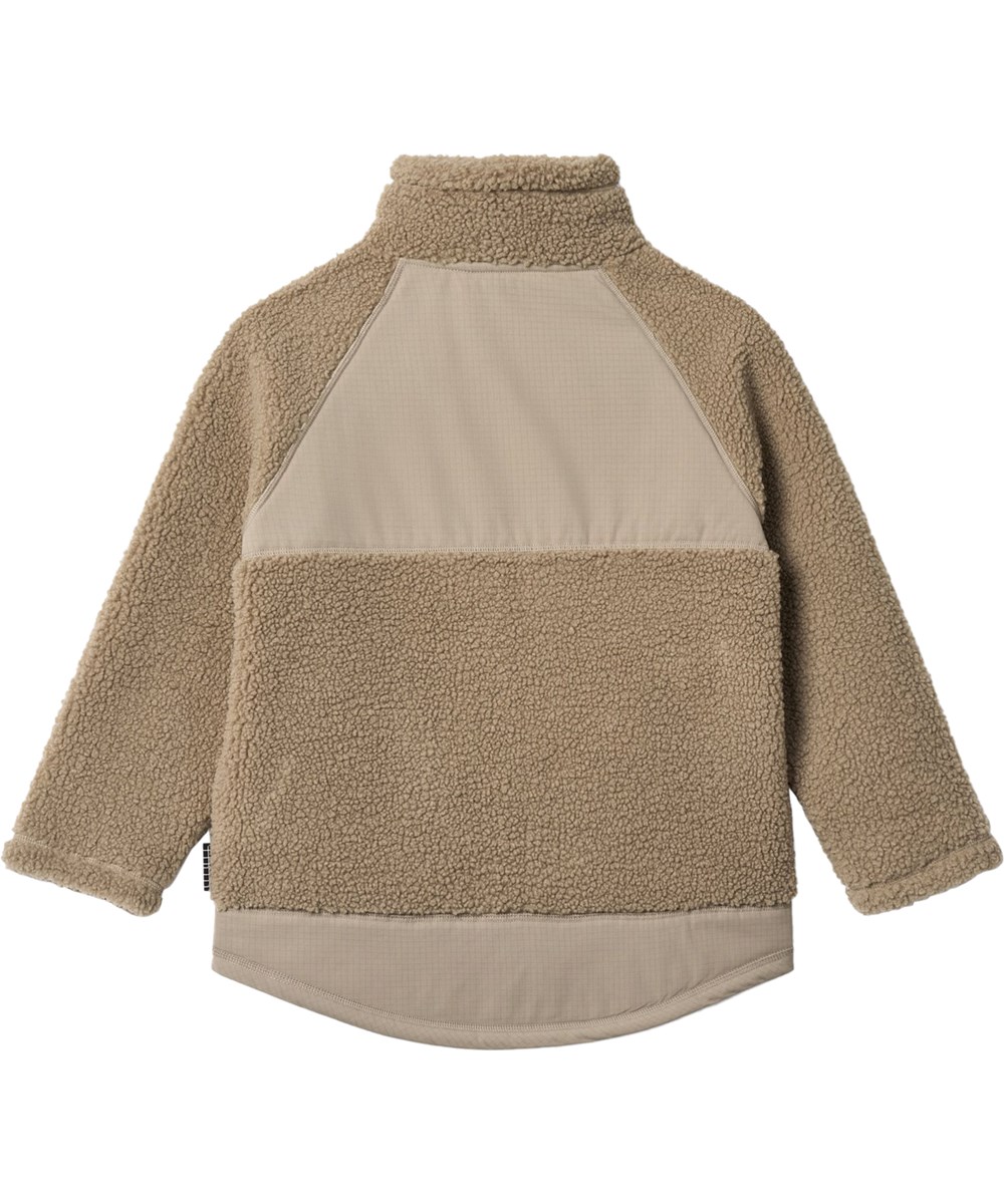 Usher - Clay - Fleecejacke in Sandfarbe aus recyceltem Polyester mit Fronttaschen und strapazierfähigen Details für Kinder