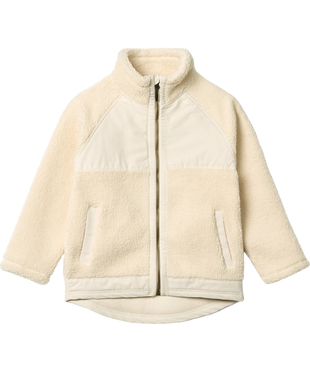 Usher - Summer Sand - Off-weiße Fleecejacke aus recyceltem Polyester mit Fronttaschen und strapazierfähigen Details für Kinder