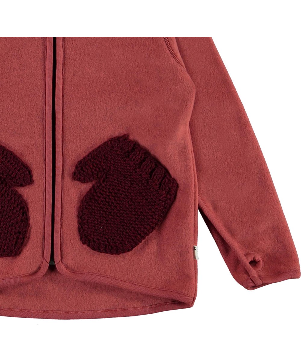 Ushi - Maple - Rote Fleecejacke mit Stricktaschen