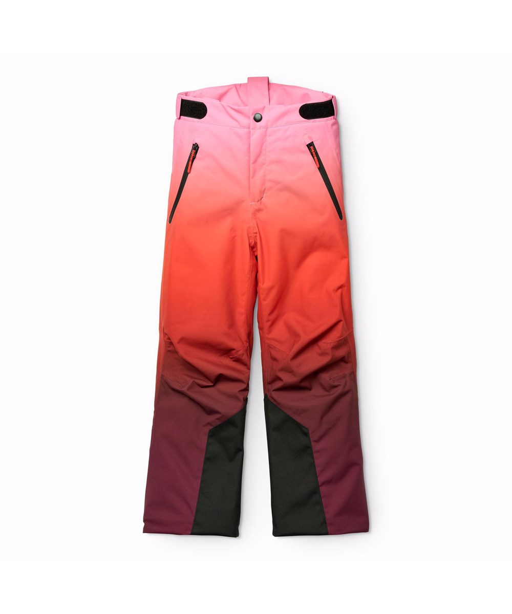 Jump Pro - Fiery Red - Wind- und wasserdichte Skihose für Kinder in roten Farbverläufen aus recyceltem Polyester und gefüttert mit 3M™ Thinsulate™.