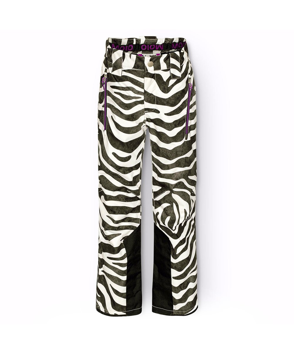 Jump Pro - Zebra - Wind- und wasserdichte Kinderhosen aus recyceltem Polyester mit schwarz-weißen Zebra-Streifen.
