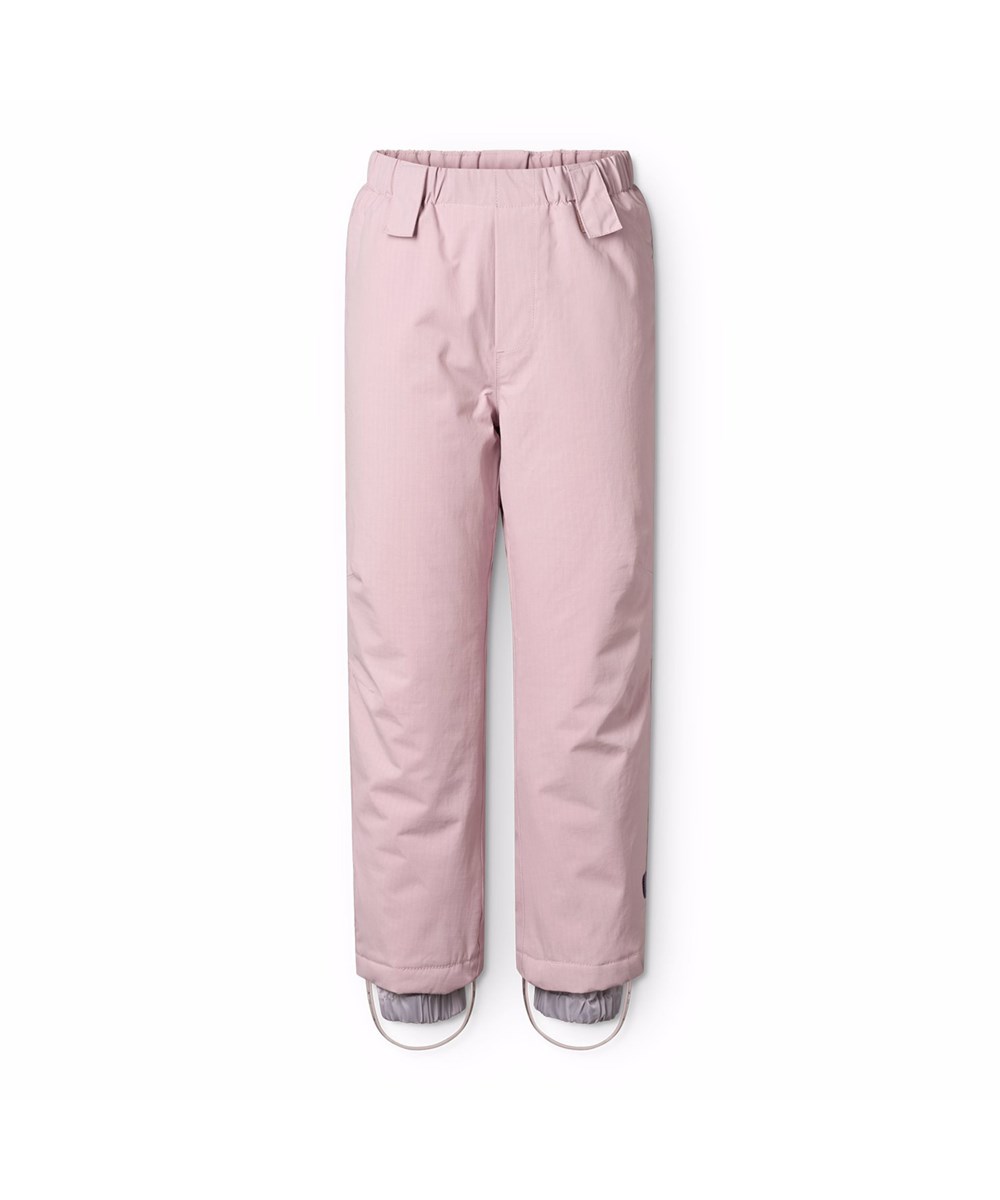 Paxton - Blue Pink - Rosa wind- und wasserdichte Hosen für Kinder aus recyceltem Nylon mit verstellbarem Bund.