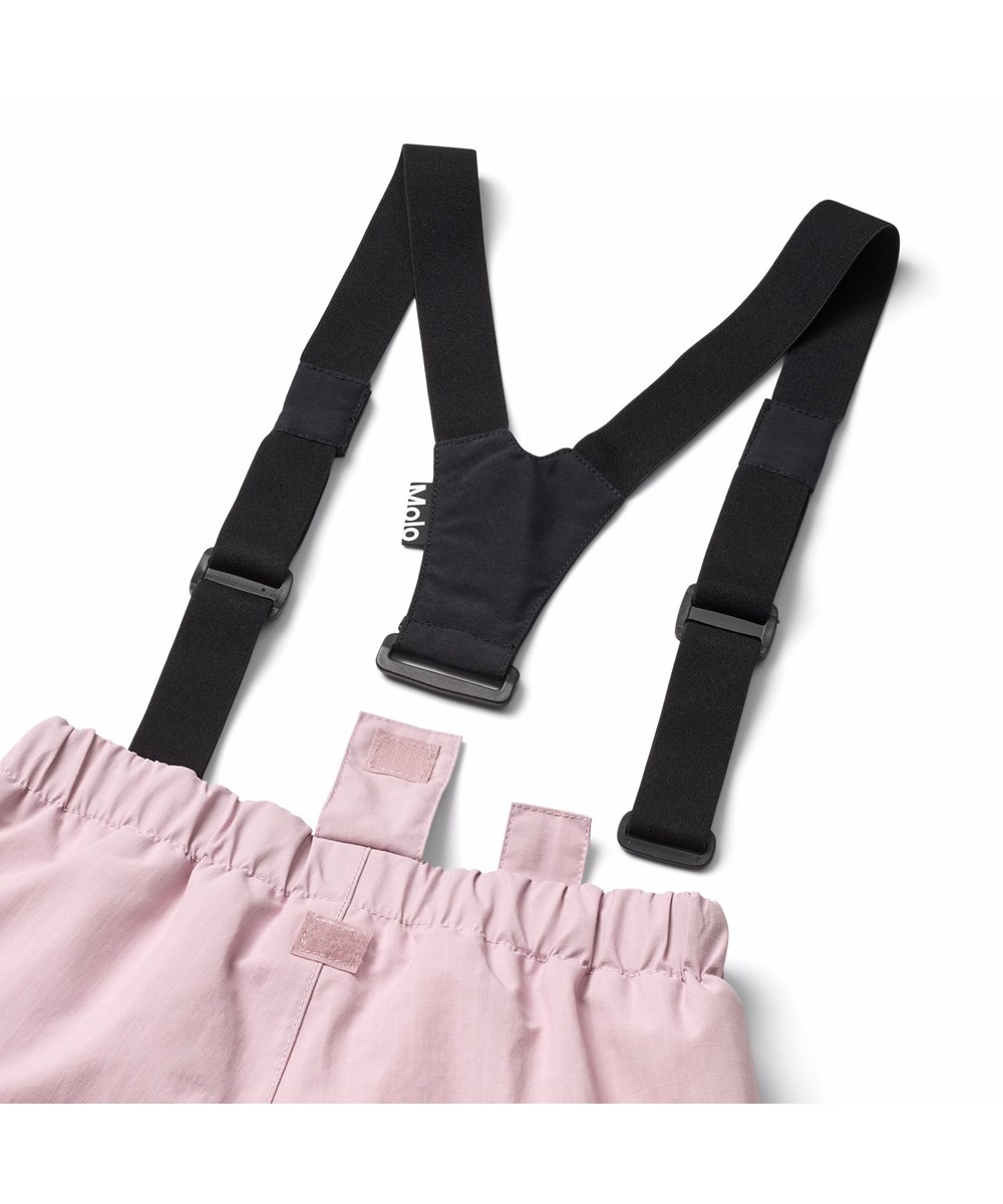 Paxton - Blue Pink - Rosa wind- und wasserdichte Hosen für Kinder aus recyceltem Nylon mit verstellbarem Bund.