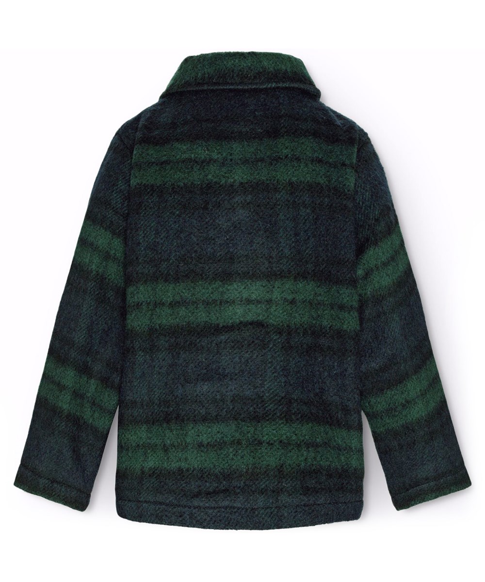 Harley - Blue Pine Check - Grün- und blau kariertes Hemd für Kinder mit lockerer Passform, Hemdkragen, Brusttaschen und Knopfverschluss.