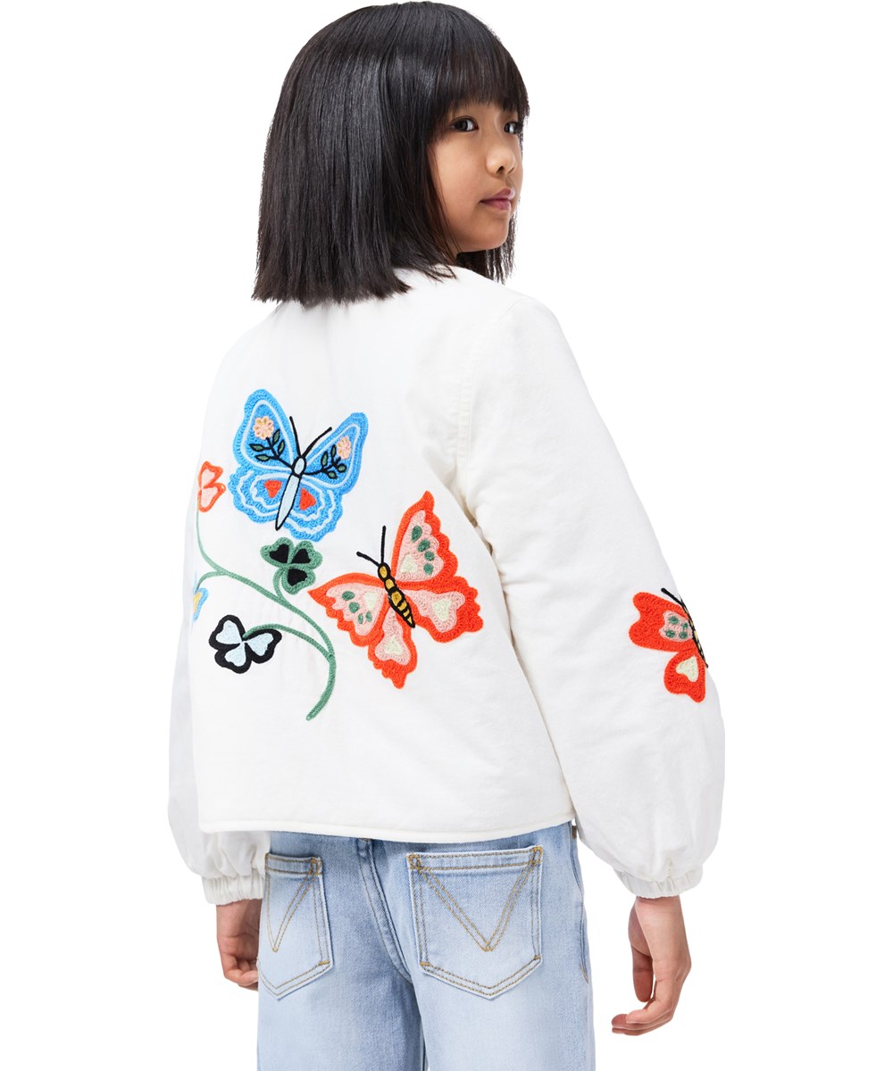 Harlow - Nature Life - Weiße gesteppte Jacke für Kinder aus weicher Baumwolle mit gestepptem Futter und Blumenmuster.
