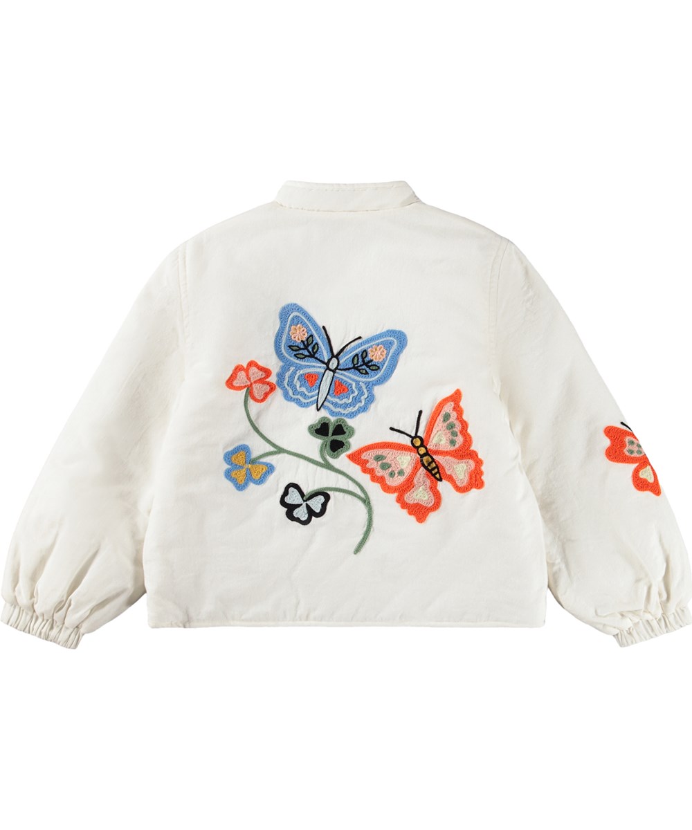 Harlow - Nature Life - Weiße gesteppte Jacke für Kinder aus weicher Baumwolle mit gestepptem Futter und Blumenmuster.