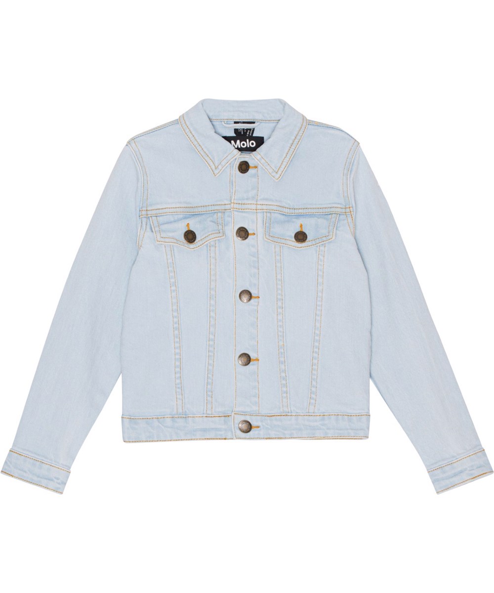 Heidi - Cool Bleach - Hellblaue, eng anliegende Jeansjacke für Kinder.