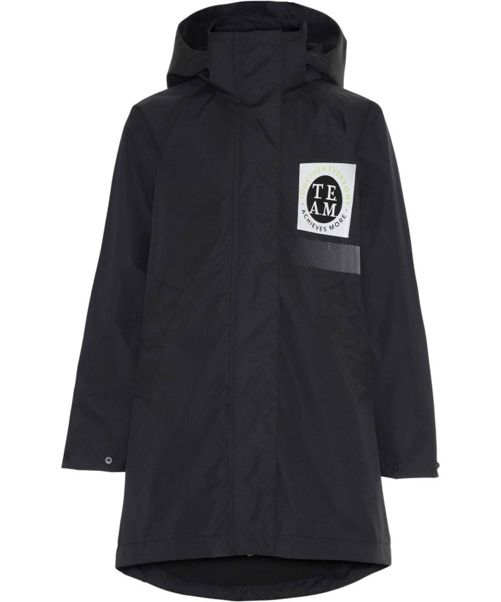 Win - Black - Schwarze lange wasserdichte Parkajacke