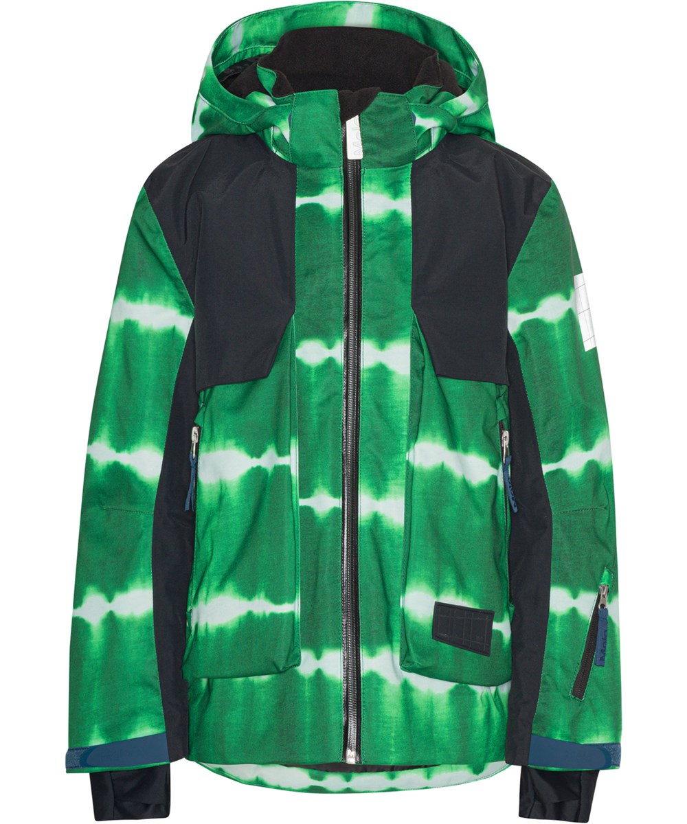 Alpine - Tie Dye Green - Recycelte Skijacke mit grünen Batikstreifen