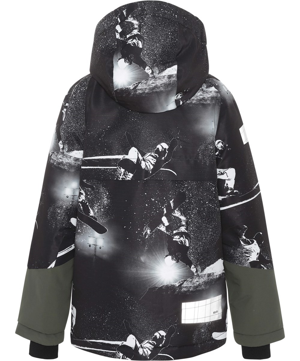 Castor - 360 By Night - Recycelte Winterjacke in Schwarz mit Snowboarder
