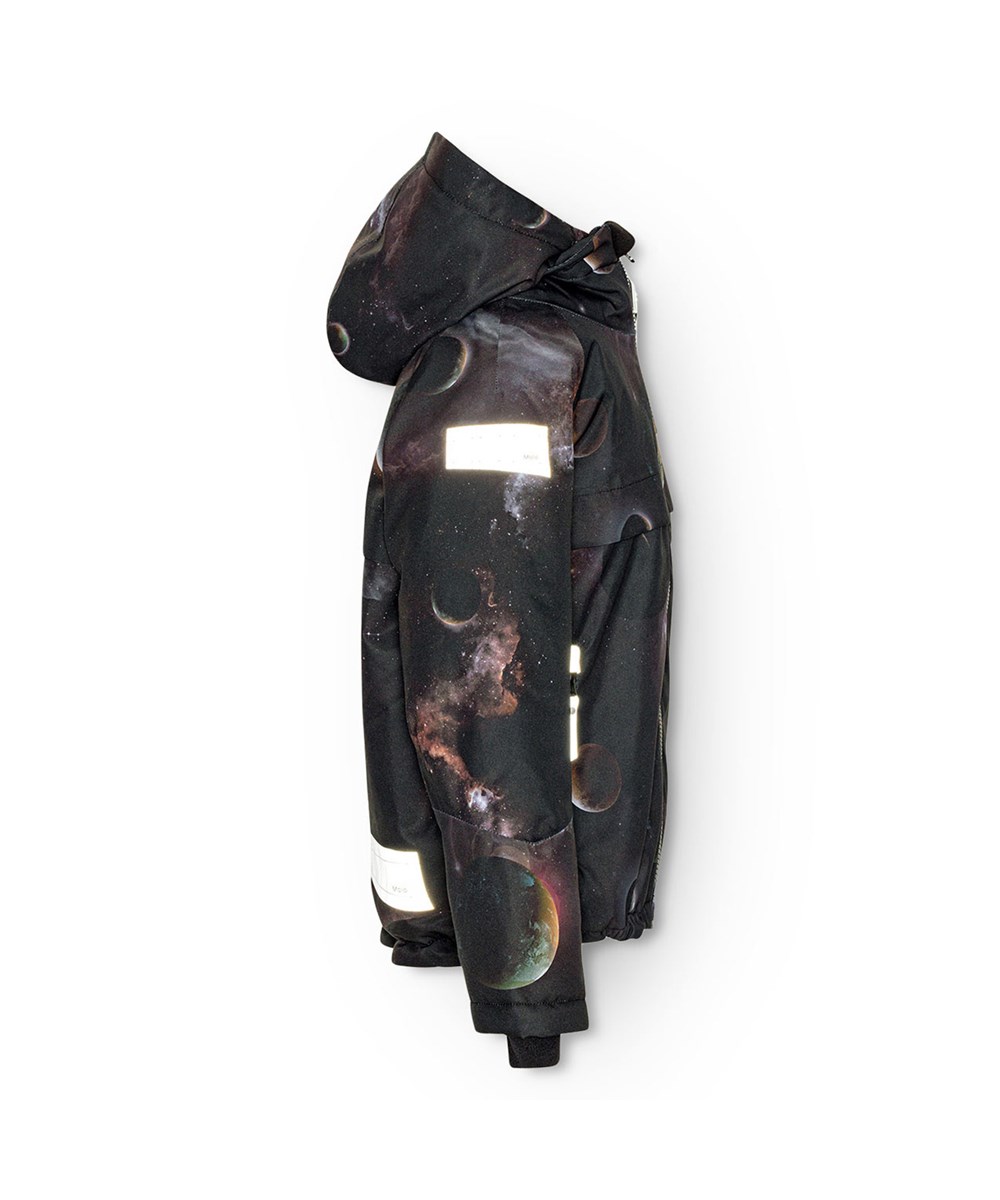 Castor - Infinity - Wind- und wasserdichte Winterjacke für Kinder aus recyceltem Polyester mit einem Druck von Planeten und den wunderschönen Lichtern des Weltraums.