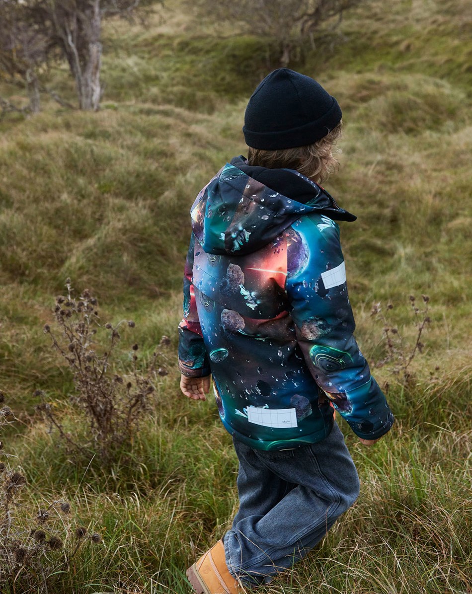 Castor - Space Journey - Recycelte Winterjacke mit Planeten- und Weltraumdruck