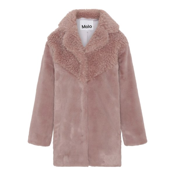Haili - Crocus - Weicher Kunstpelzmantel in Beige, Rosa und Grau 